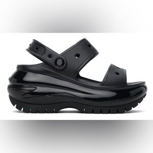 NIB Crocs Black Mega Crush Rubber Slip-on Open Toe trend logo Embossed Sandals 8